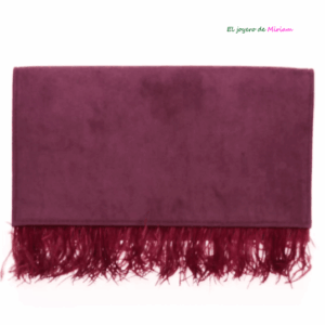 Clutch granate o cartera plumas