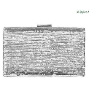 Bolso clutch plateado lentejuelas