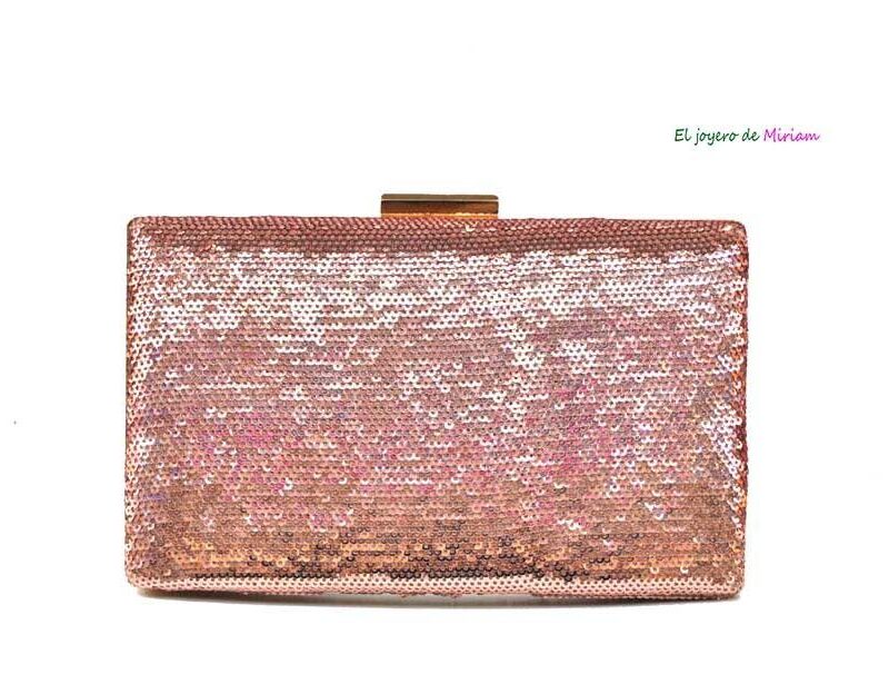 Clutch lentejuelas oro rosa