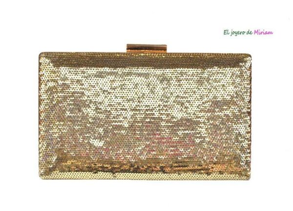 Bolso clutch dorado lentejuelas