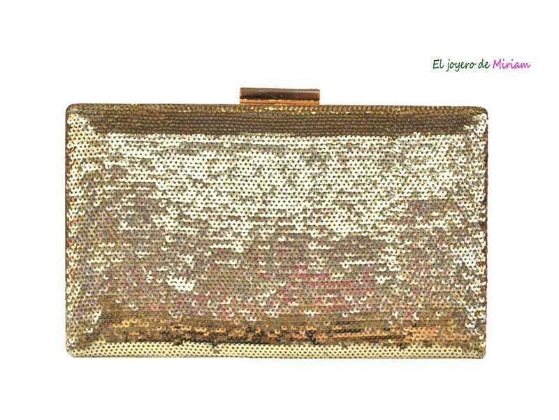 Bolso clutch dorado lentejuelas