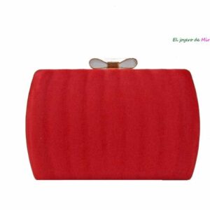 Bolso clutch rojo cierre lazo