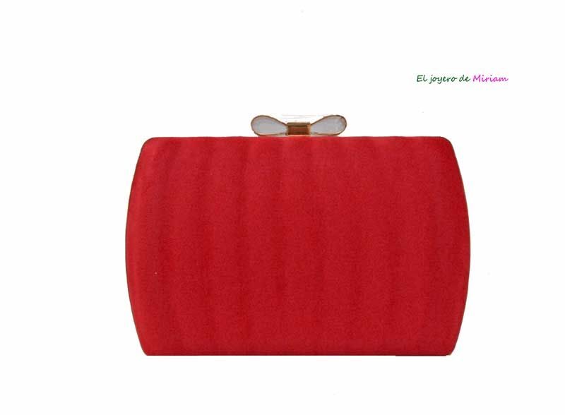 Bolso clutch rojo cierre lazo