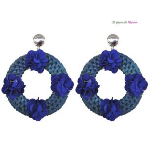 Aros flores azul petróleo