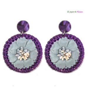 Pendientes morados flor azul
