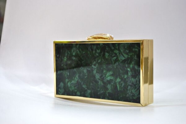 Bolso clutch carey verde botella - Imagen 2