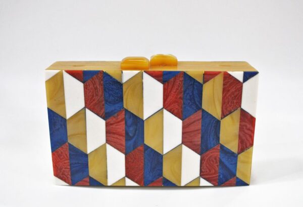Clutch madera mosaicos multicolor - Imagen 2