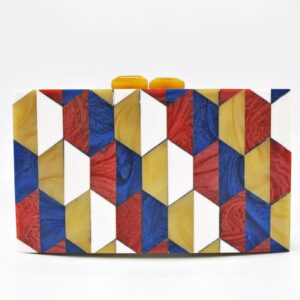 Clutch madera mosaicos multicolor