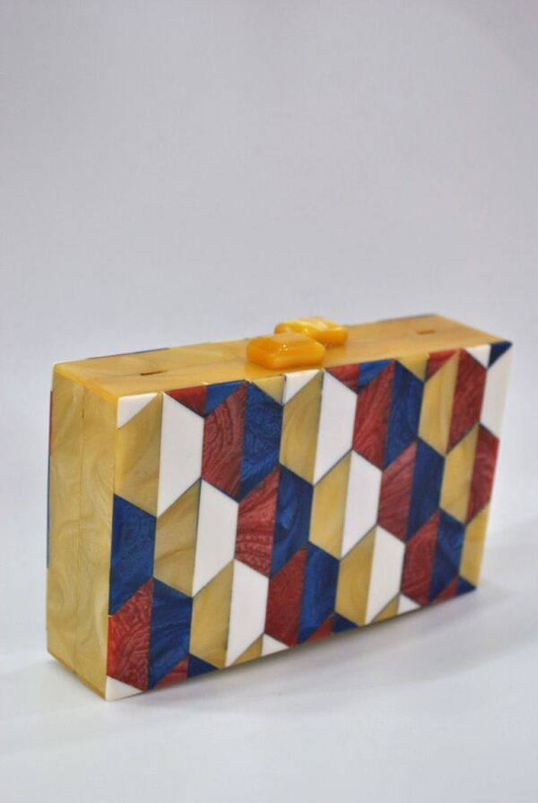 Clutch madera mosaicos multicolor - Imagen 4