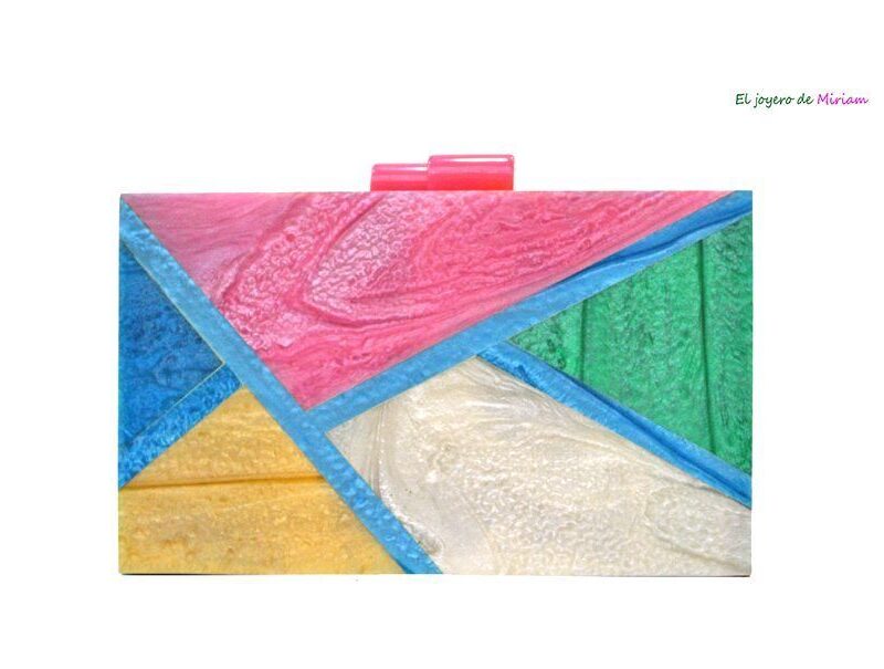 Bolso clutch madera multicolor