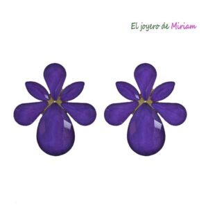 Pendientes morados flor