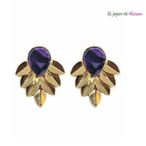 Pendientes morados hojas