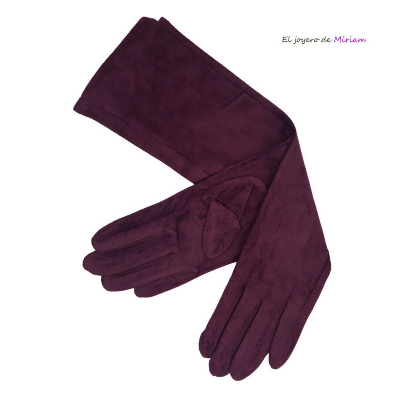 Guantes color vino antelina 50 cm