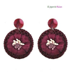 Pendientes granates flores