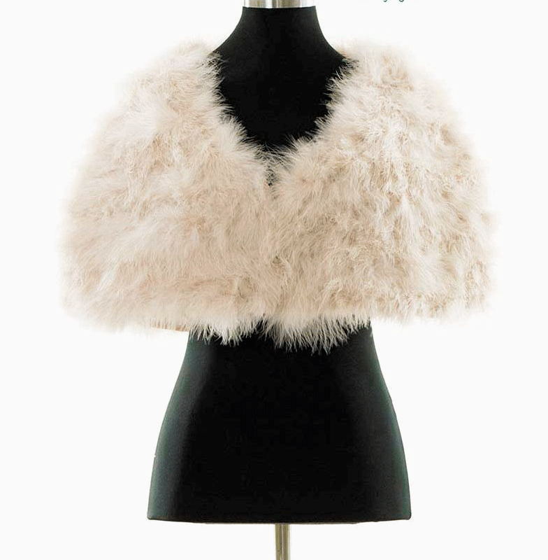 Estola de fiesta beige plumas