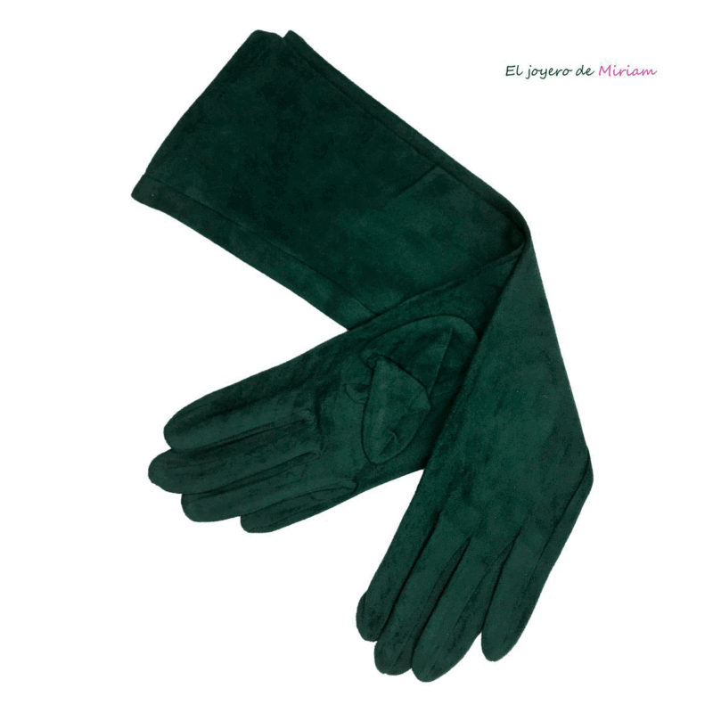 Guantes antelina verde botella 50 cm