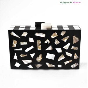 Bolso clutch madera y nácar