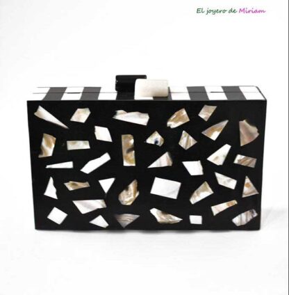 Bolso clutch madera y nácar