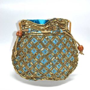 Bombonera azul y dorada