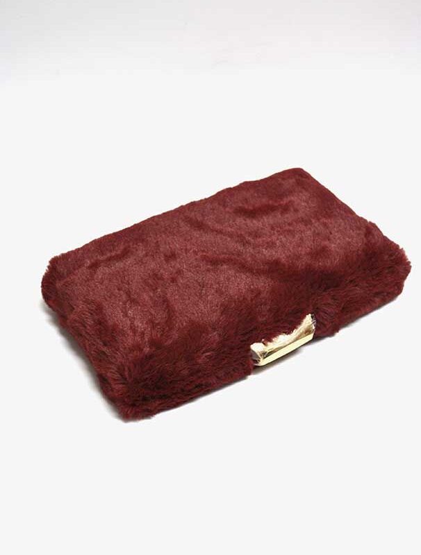 Bolso clutch pelo granate