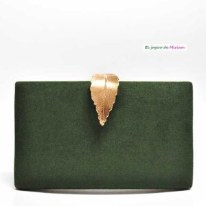 Clutch verde broche hoja