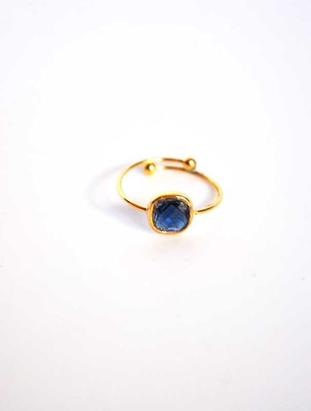 Anillo azul marino ajustable acero