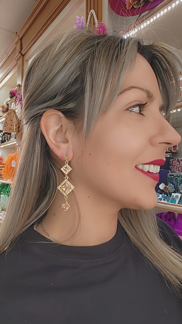 Pendientes dorados de fiesta - Imagen 2