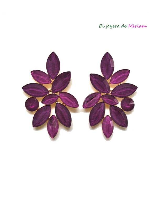 Pendientes cristales berenjena
