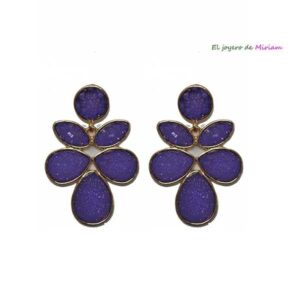 Pendientes morados piedras