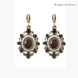 Pendientes verdes y burdeos
