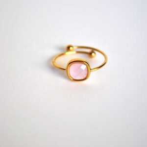 Anillo rosa ajustable acero