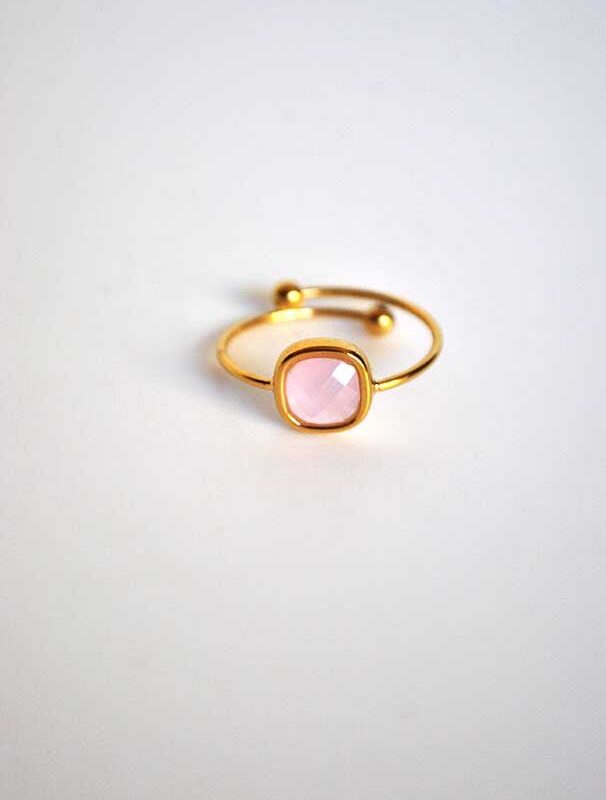 Anillo rosa ajustable acero