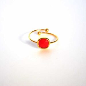 Anillo rojo ajustable acero