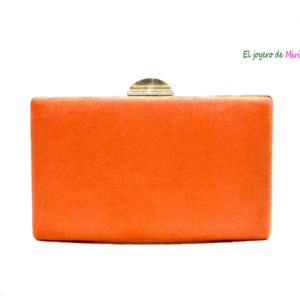 Bolso clutch naranja cierre oro