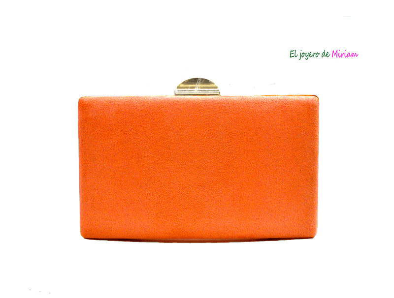 Bolso clutch naranja cierre oro