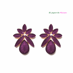Pendientes cristal berenjena