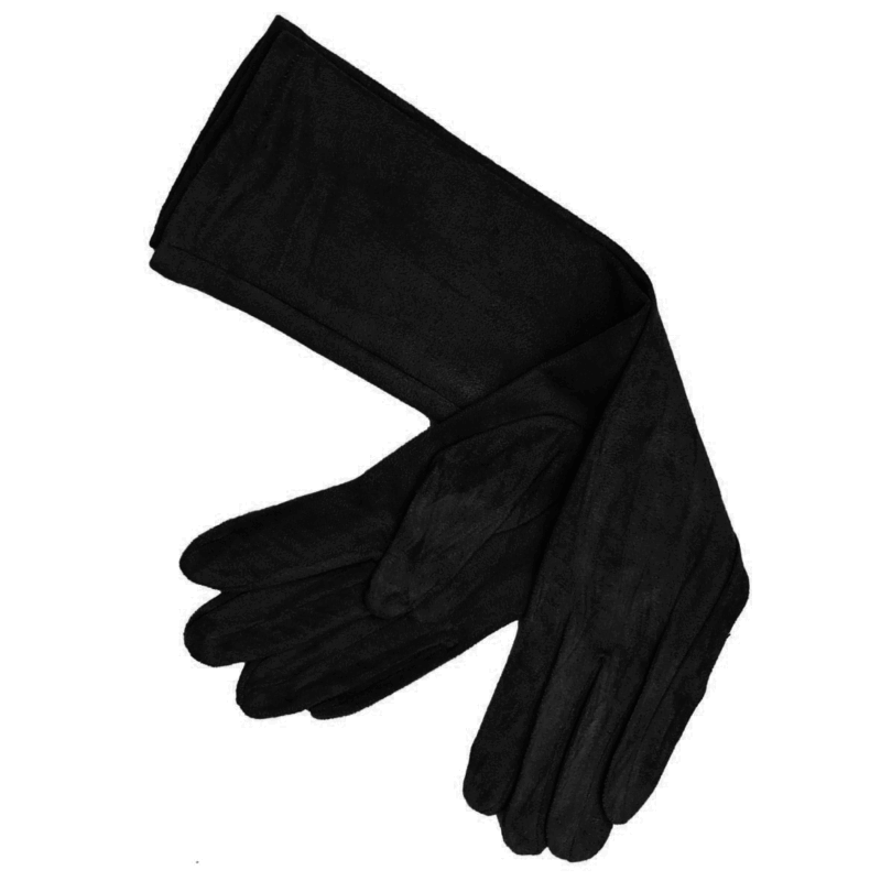 Guantes negros de antelina 40 cm