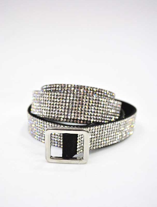 Cinturón brillantes plateados
