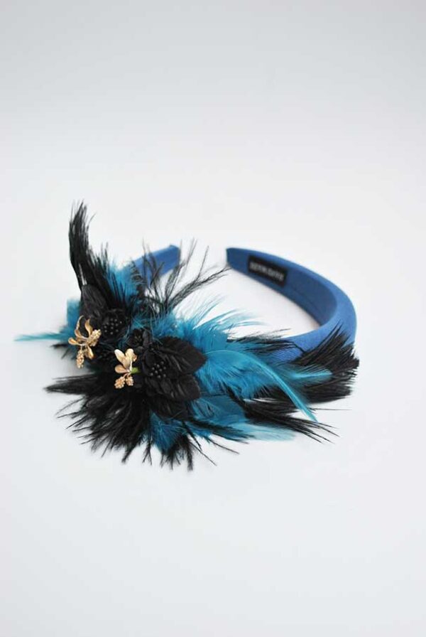 Diadema plumas petróleo - Imagen 3