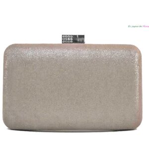 Bolso clutch taupe metalizado