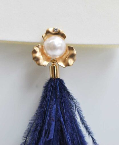 Pendientes azul marino plumas - Imagen 2