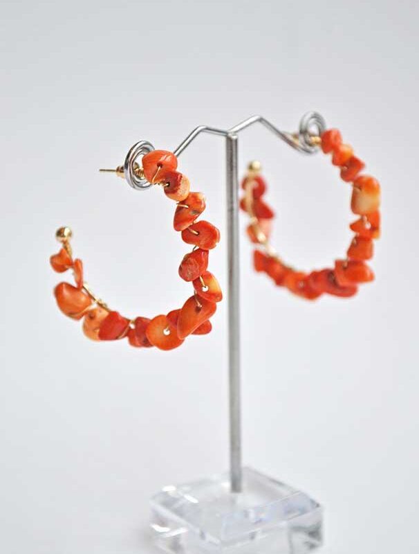 Pendientes aros naranjas piedras