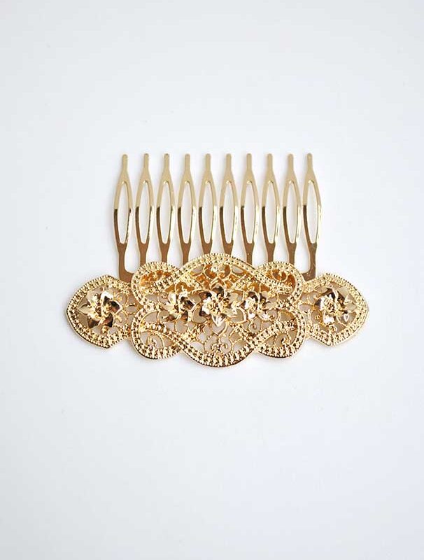 Peineta fiesta dorada flores