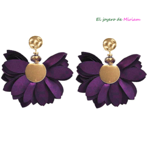 Pendientes morados flores