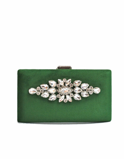 Bolso clutch verde pedrería