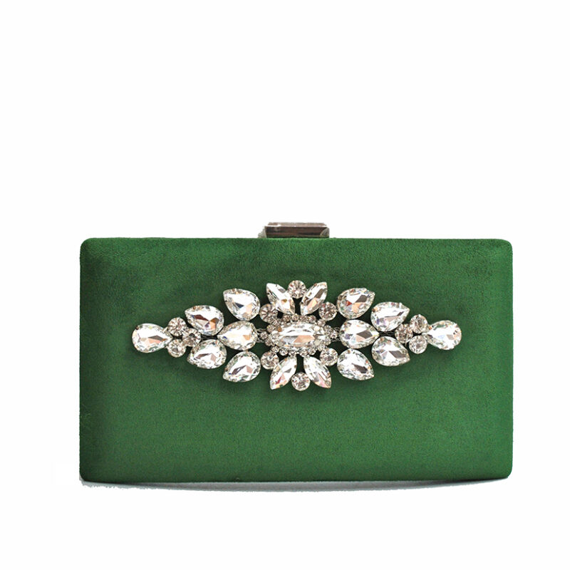 Bolso clutch verde pedrería