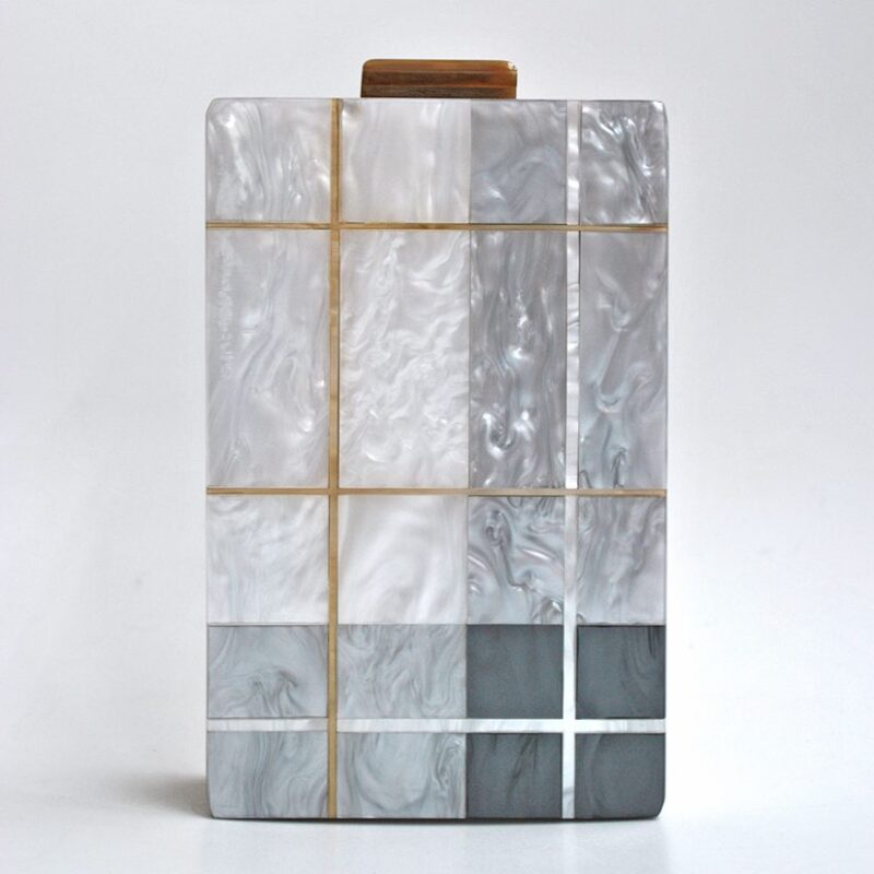 Clutch nácar gris y perla