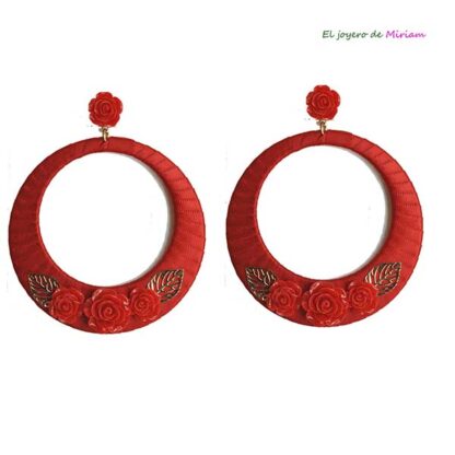 Pendientes aros rojos