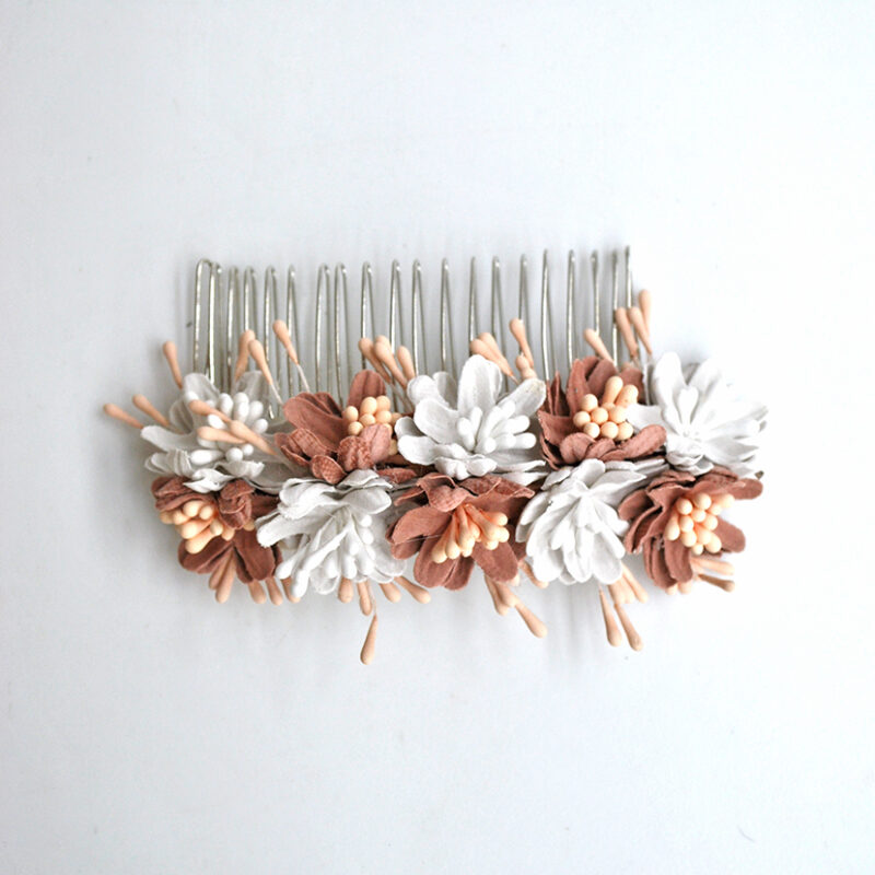 Peineta flores rosas