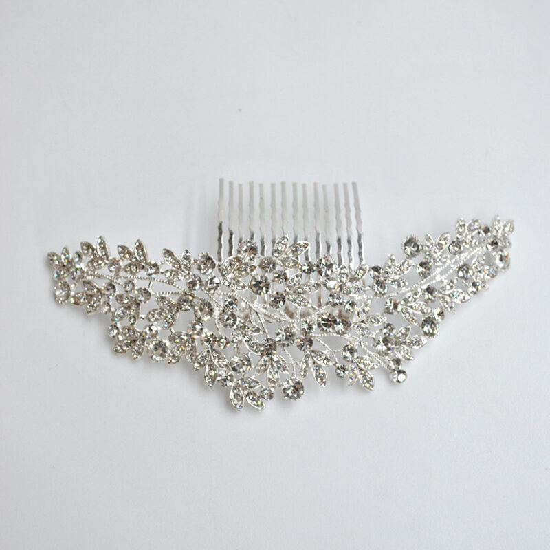 Peineta plateada pedreria